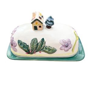 NEW Anthropologie Nathalie Lete Cottage Butter Dish Holiday Christmas 2021
